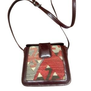 Kilim ART NWOT small leather crossbody bag made in Turkey- beautiful quality